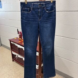 American Eagle Outfitters Women's Dark Blue Straight Leg Jeans